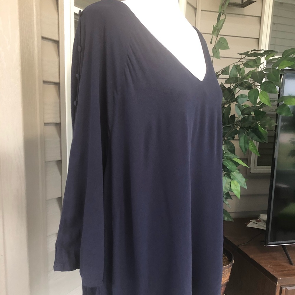 Junarose navy top with buttons down the sleeve